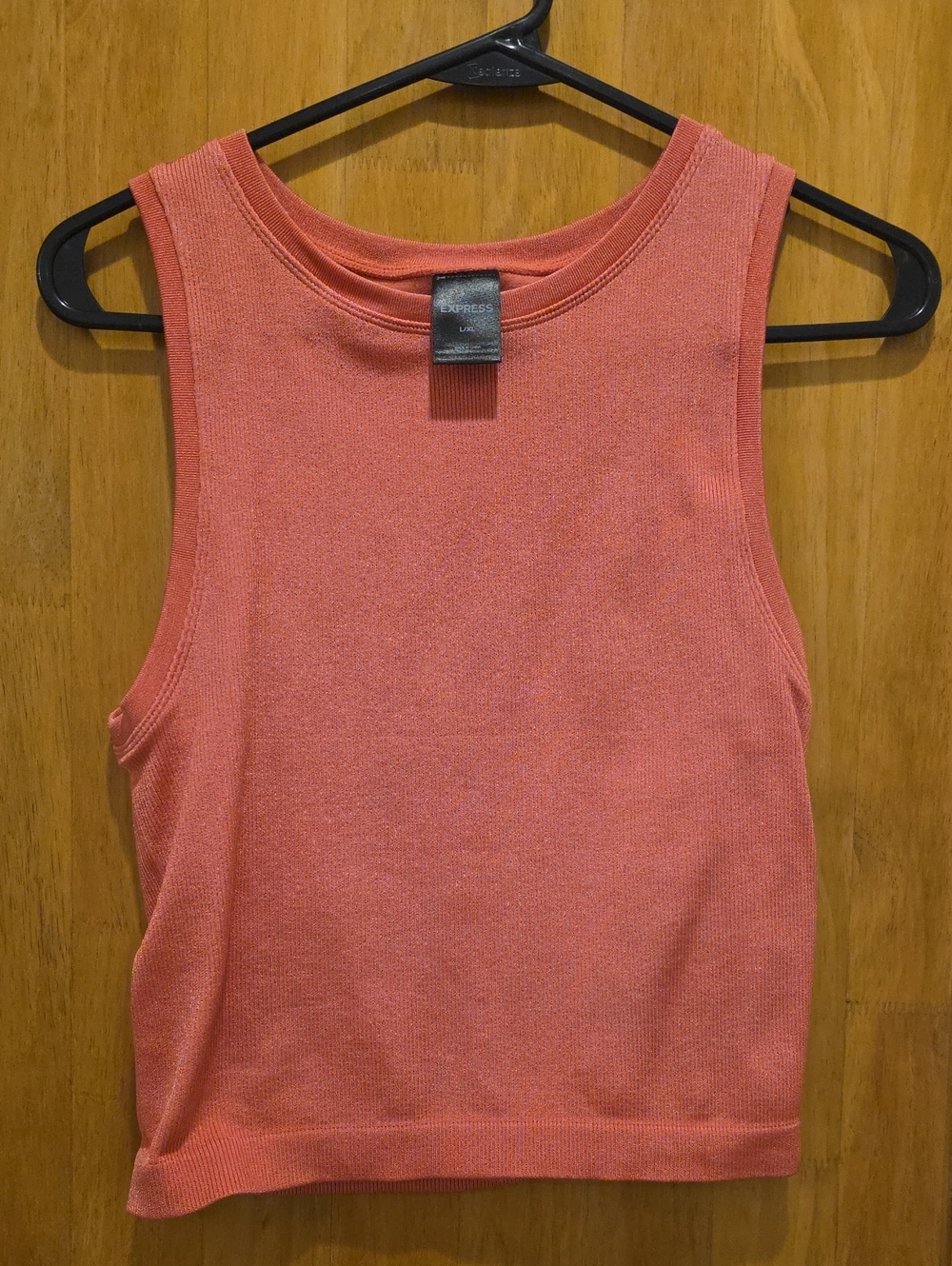 Express Coral Ribbed Tank Top - Sleeveless Knit Crop
